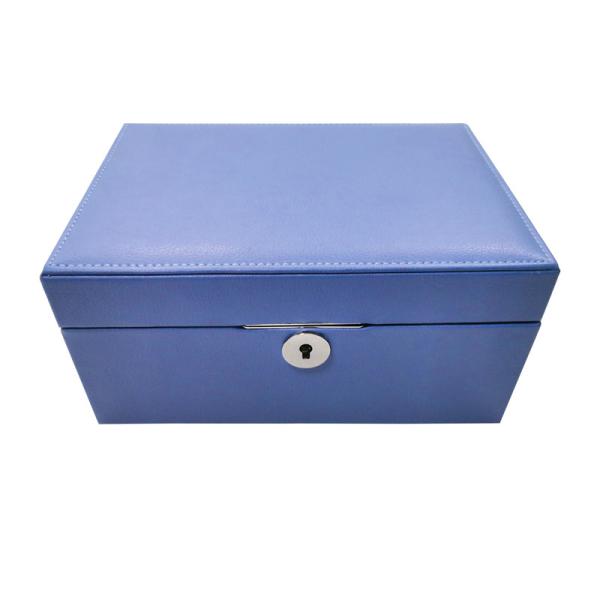 2Layer Leather Travel Jewelry Bracelet Organizer Lockable Jewellery Box