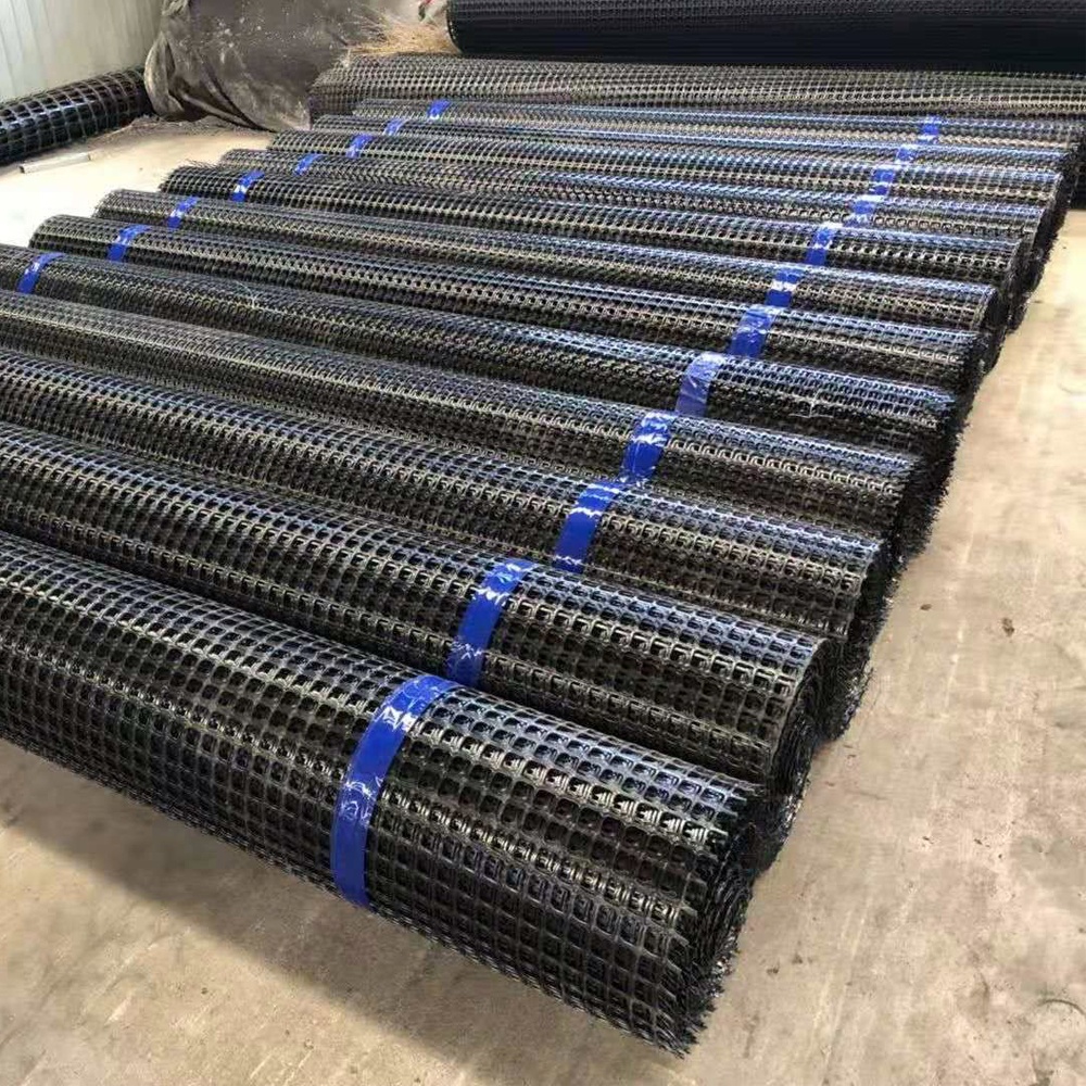 Plastic Mesh Grid Polypropylene Biaxial Geogrid for Road Soil Stabilizer Width 1-6m Length 50-100m