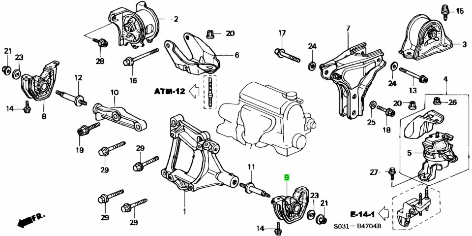 50842-ST0-N81 50828-S77-003 Car Engine Mount 50841-SR3-983 50810-SR3-981 For CIVICV