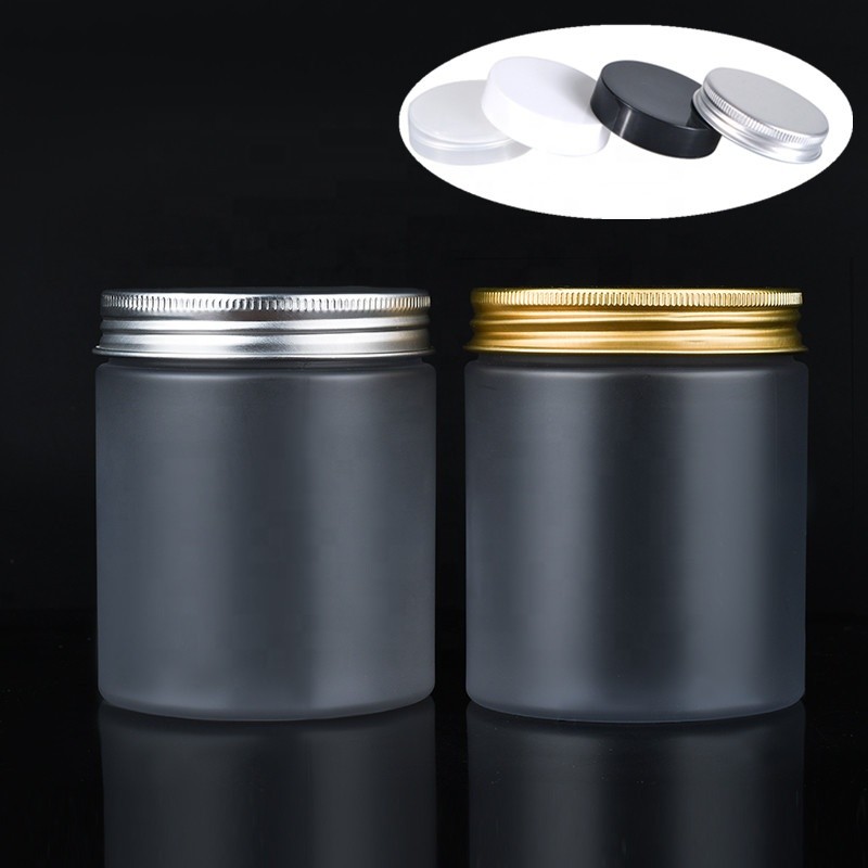 250g Plastic Cosmetic Jars With Lids Frosted Containers Aluminium Screw Cap