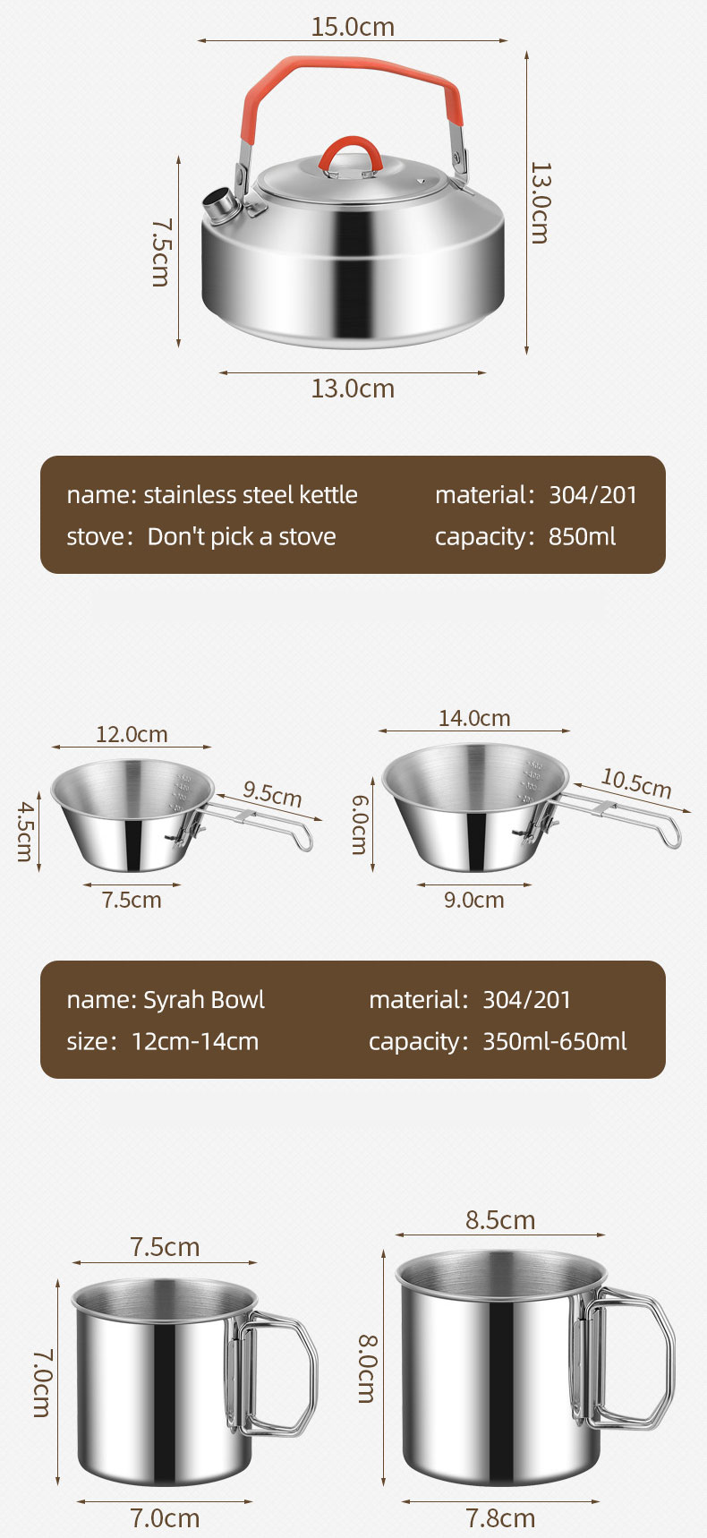 Hot Sale 304 Stainless Steel Outdoor Camping Cookware Mess Kit Portable Picnic Pot Pan Camping Cooking Set