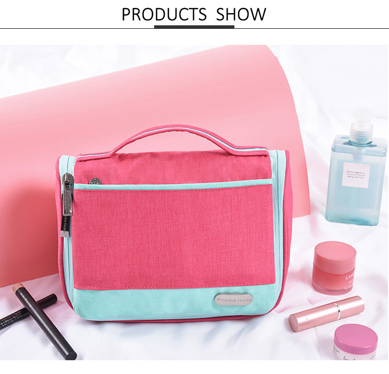 Polyester Large Travel Waterproof Cosmetic Hanging Toiletry Bag