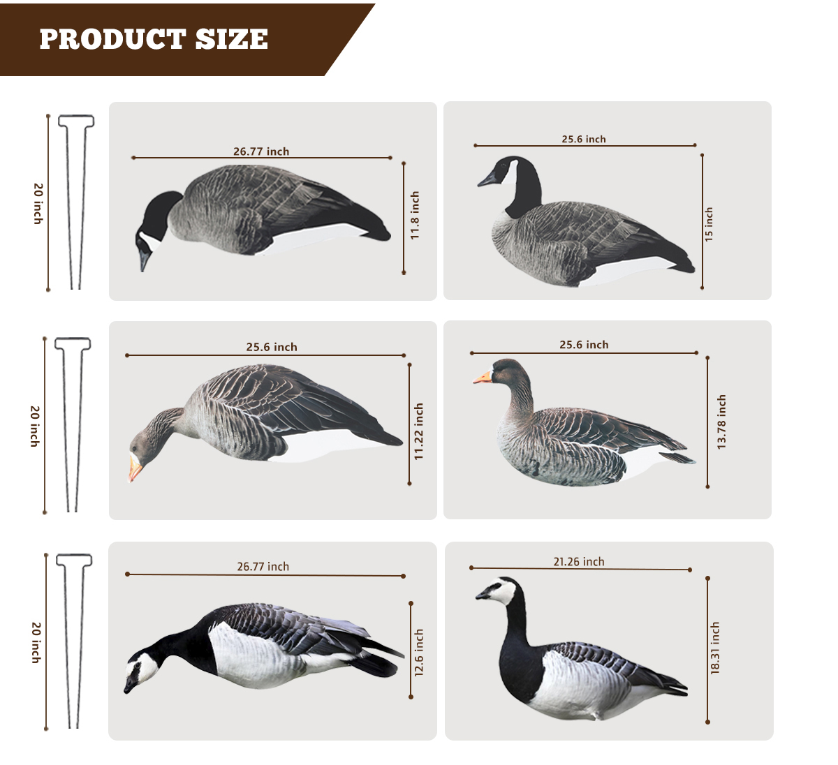 Reusable Plastic Lifelike Silhouette Geese Decoy Bait For Black Barnacle Goose Hunting