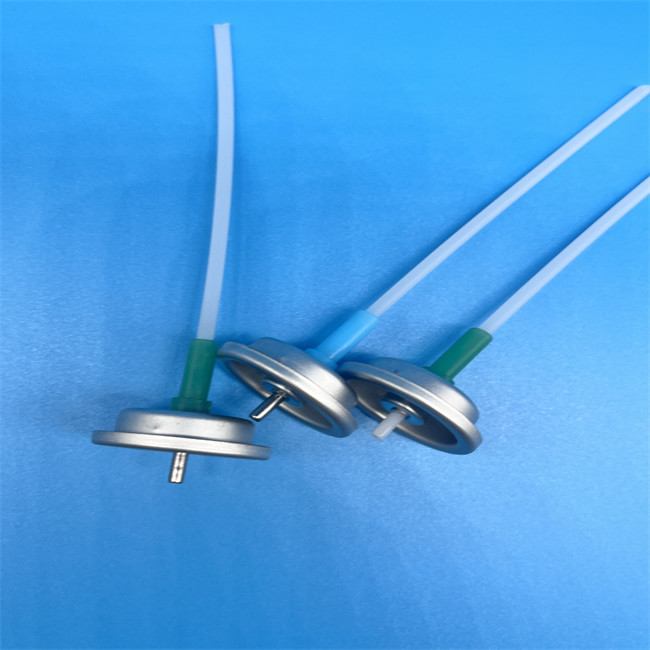 Metered Aluminum Aerosol Valve Single Use Button Actuator Silver Finish Tianjin Sample Available