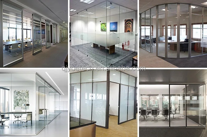 Hollow Structure Aluminum Office Partition Profile for Soundproof Glass Room Divider