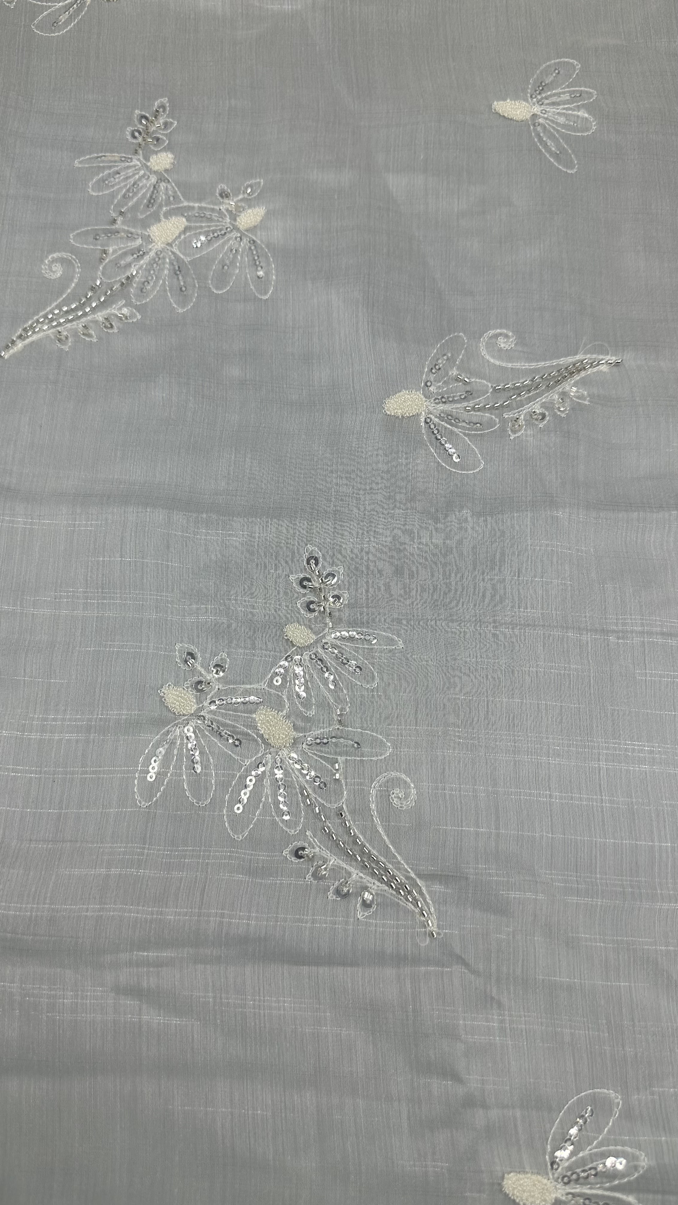 Leafy Tulle Mesh Fabric Lightweight Breathe and Elegt Sequin Embroidered Lace Fabric