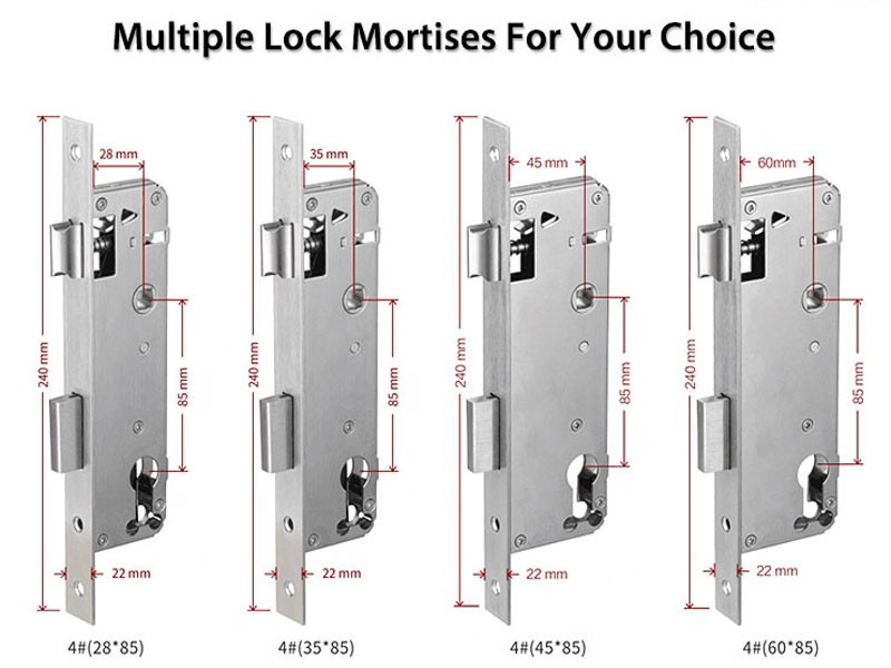 5 In 1 Keyless Fingerprint Aluminum Sliding Door Lock European Standard For Office