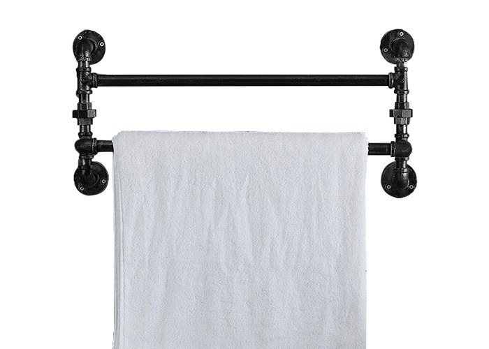 Wall Mounted 22 Inch Industrial Pipe Coat Rack Malleable Iron Pipe Towel Bar