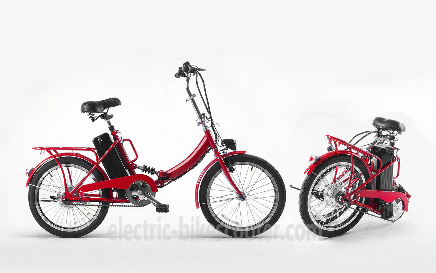 Red Foldable Ladies Pedal Assist Bike 22km/H 20 Inch V Brake