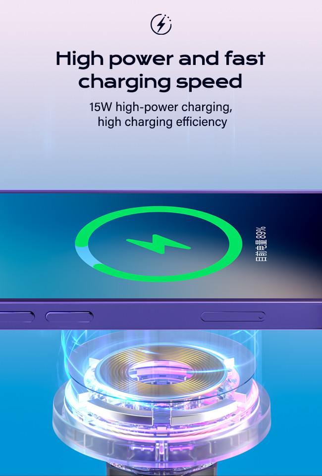 Iphone Wireless Charger Crystal Ambient Light Design Magnetic Stable Car Charging Fast One Hand Operation