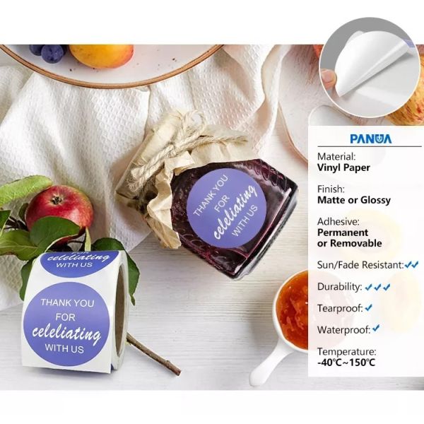 Black Circle Round Logo Vinyl Adhesive Waterproof Sticker Label Gold Blocking