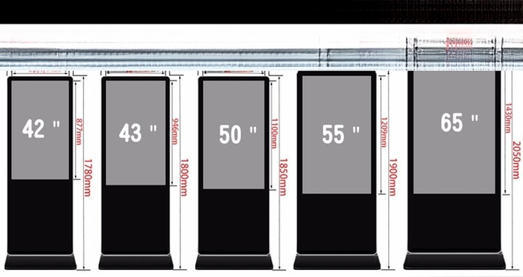 49" 50" inch Alone standing interactive self-service terminal computer kiosk with capacitive touchscreen