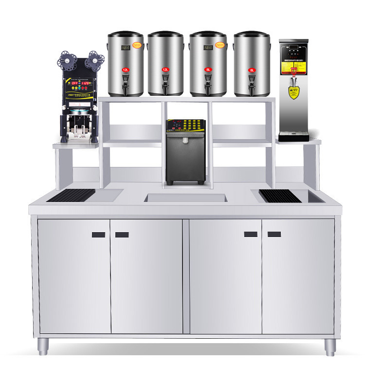 OEM Adjustable Shelving Milk Tea Counter With Water Outlet