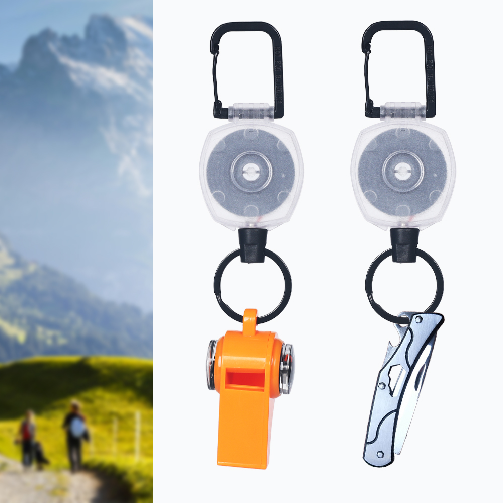 Deyi Badge Reel Sturdy And Durable Key Chain Steels Retractable Cord Key Ring Orange
