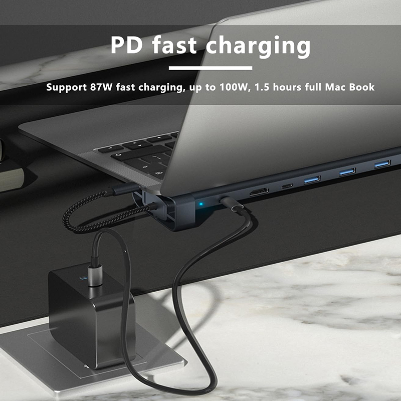 USB 3.1 Interface Type 10 In 1 Type C Hub For High Speed Data Transfer And Charging