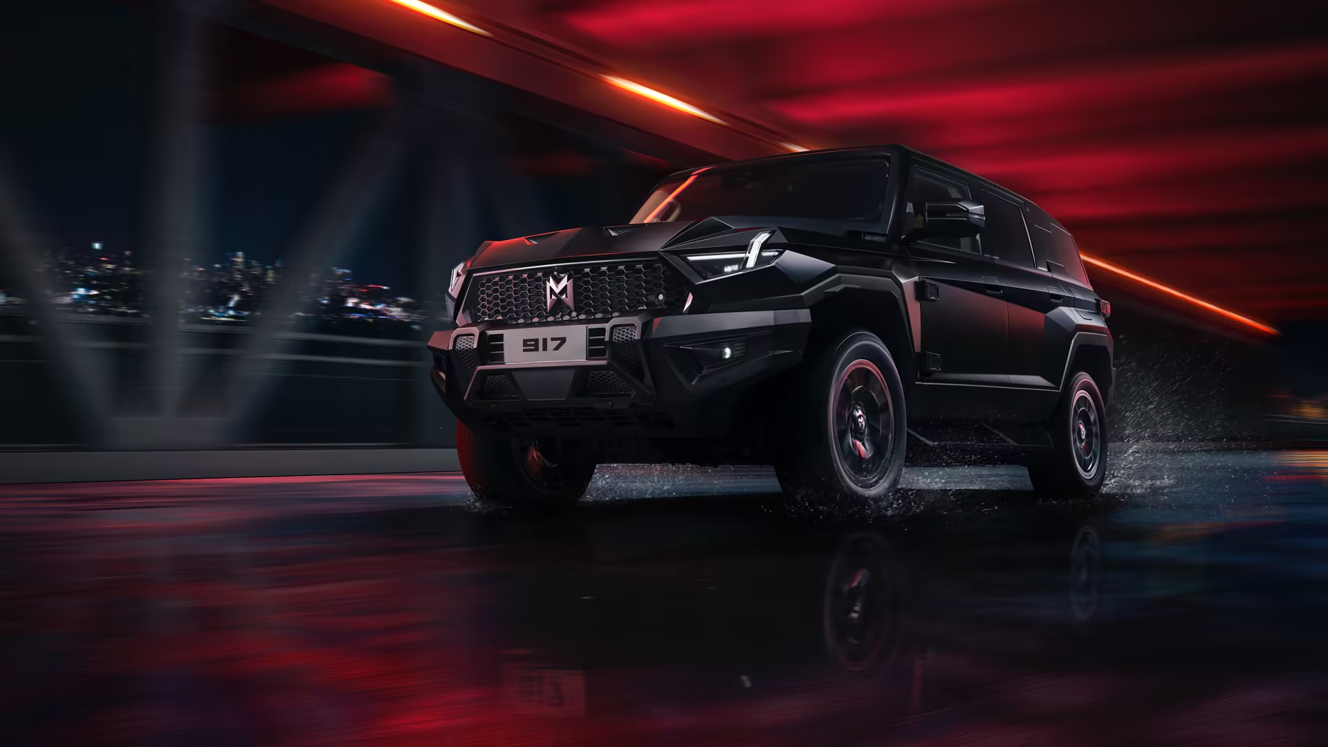 Chinese SUV Cars Dongfeng M-hero 917 High Horsepower Buggy with 1088 Horsepower PHEV EV and 142.7kWh Battery Capacity