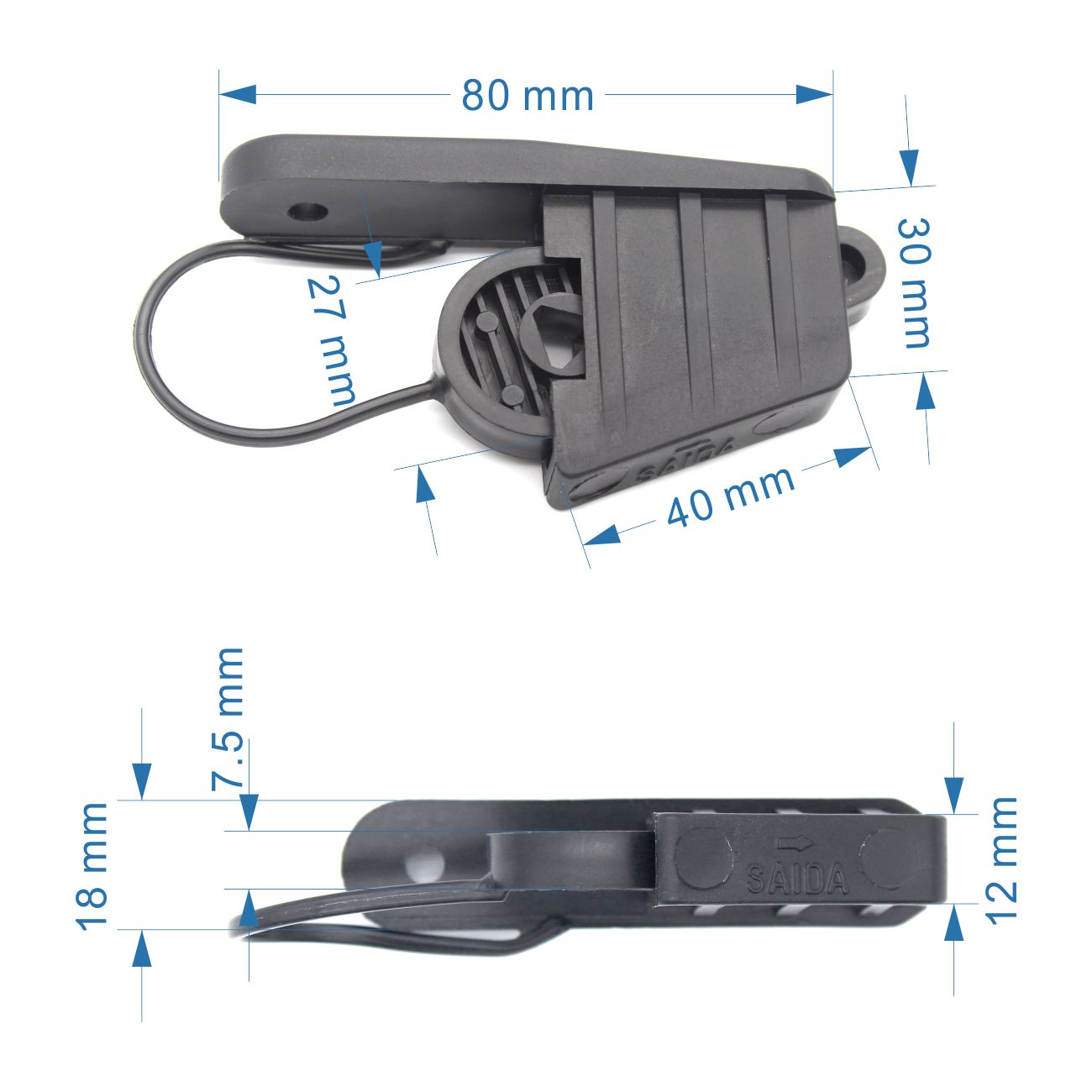 Nylon Conduit Box Material FTTH Adjustable Suspension Clamp for Optic Drop Cable