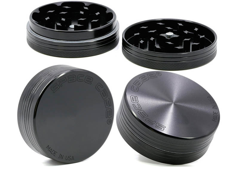 Boutique 2 Layer Herb Grinder Aluminum Mill 55mm 63mm Black Spacecase