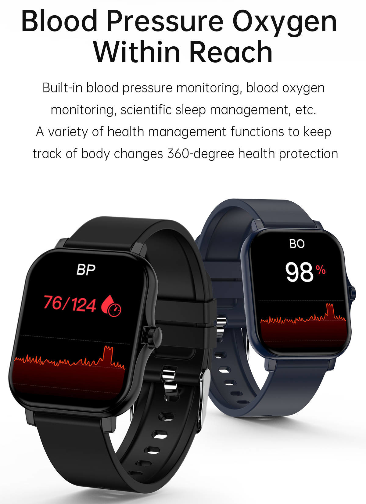 1.75 Inch Smart Bracelet Watch Large Dispaly IP67 Waterproof Exercise Tracking For Men