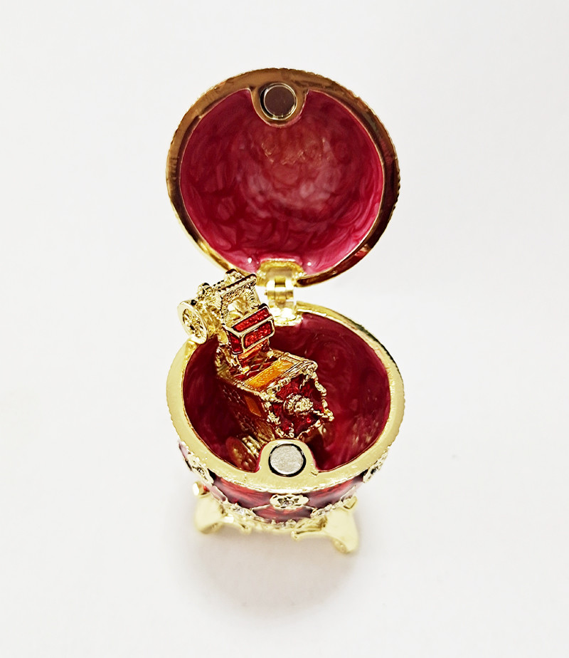 Decorative Earring Ring Trinket Holder Box Hand Painted Faberge Egg Style Hinged Jewelry Box Case for Home Ornament