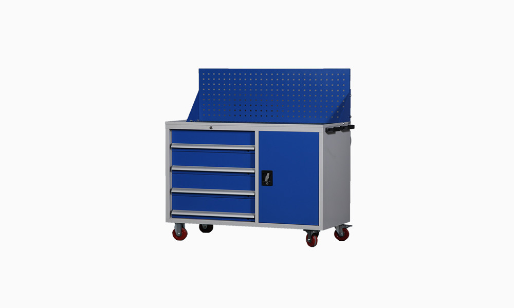 Blue 5 Drawer Mobile Tool Cabinets , ISO9001 Mobile Workbench With Tool Storage