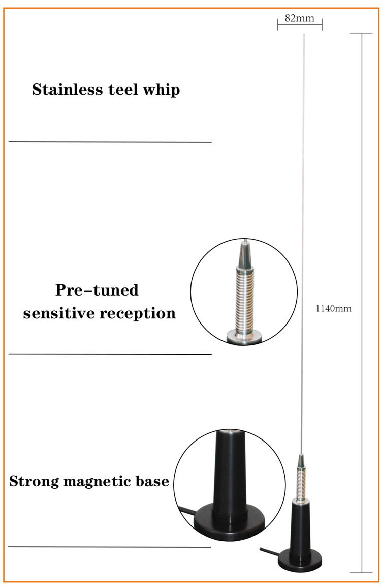 200 Watts Mobile CB Car Radio Antenna 27MHz With Magnetic Base