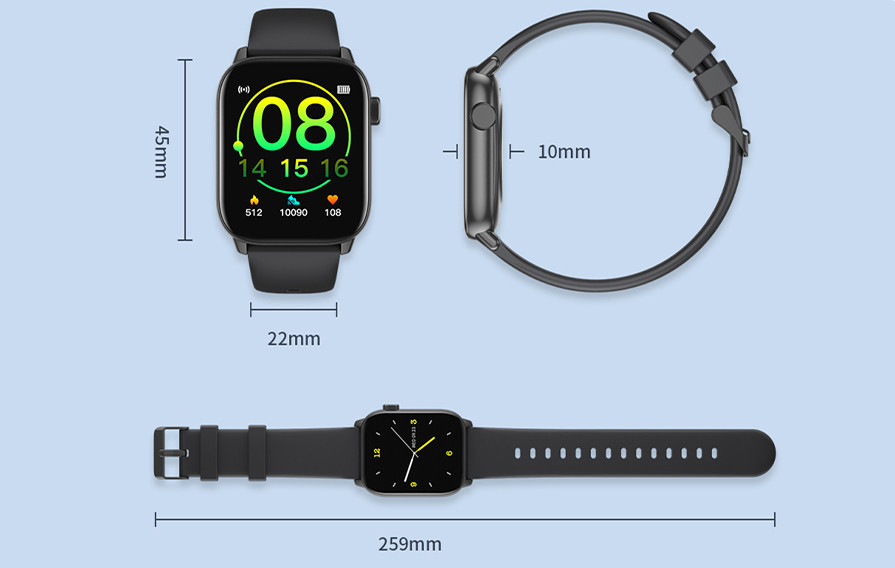 Li Battery 1.75" Bluetooth Fitness Smartwatch IP68 IPS Heart Rate Monitor