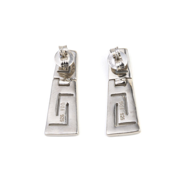 925 With Sterling Silver Greek Key Natural Blue Garnet Stud Meander Opal Earrings For Women