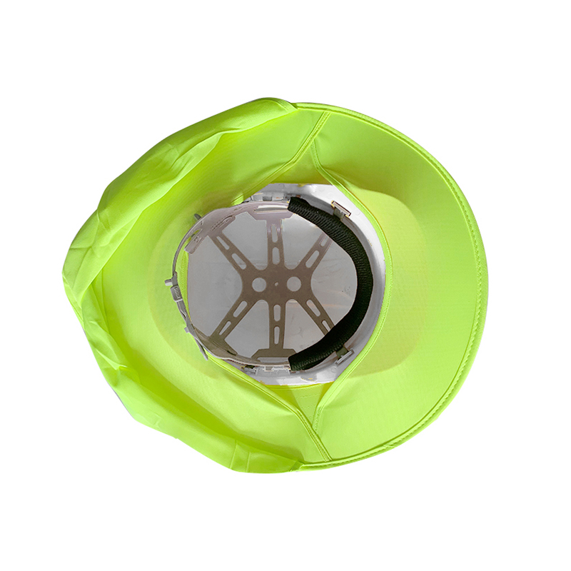 Lime and Orange High Visibility Sun Protection Helmet Curtain for Breathable Sunshade