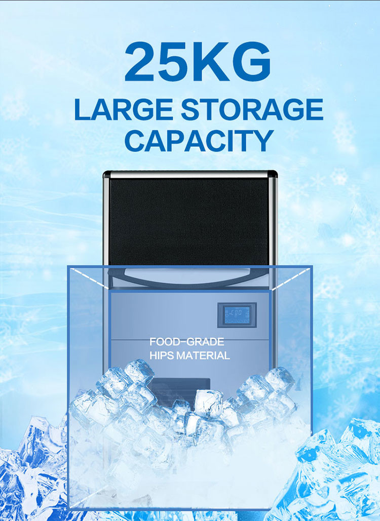 Commercial 60KG/24H Cube Ice Maker Machine Full-Automatic Ice Bin Maker