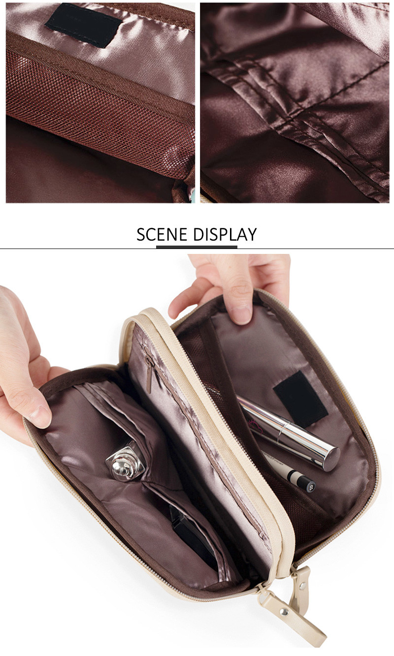 Double Zipper Bridesmaid Gift Waterproof PU Cosmetic Bag