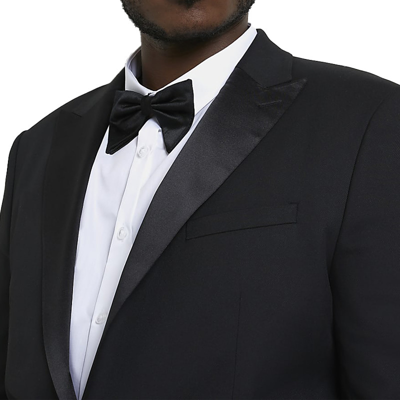 Big Tall Men'S Stylish 2PCS Black Designer Tuxedo For Men