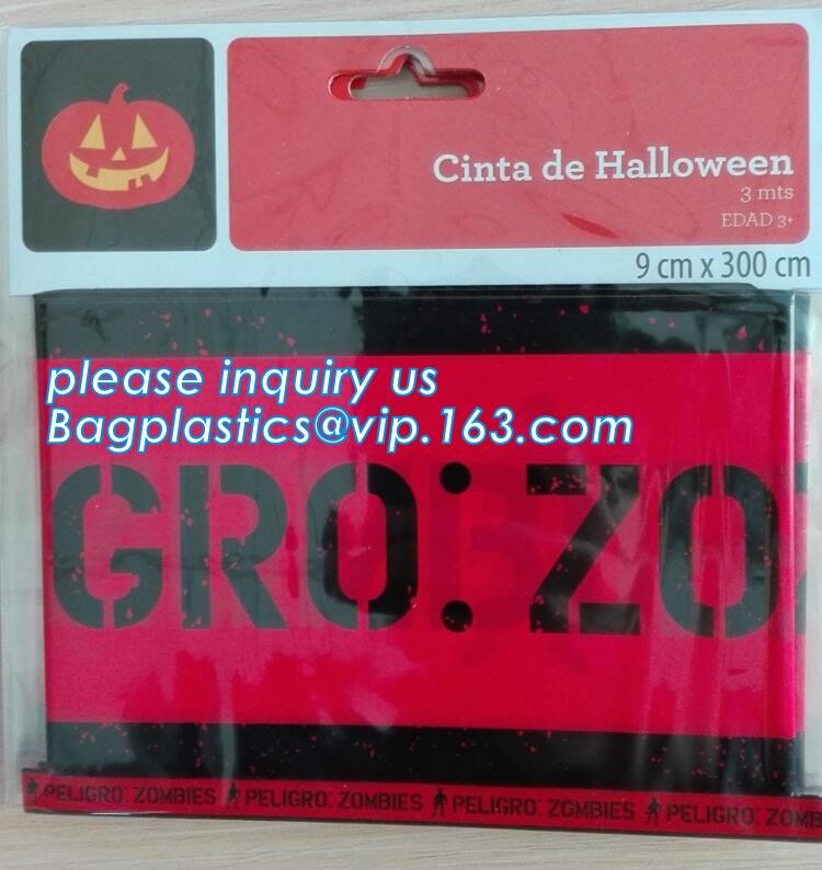 pe no adhesive fright tape halloween Caution Tape yellow warning tape,Custom Printed Halloween Party Decoration Caution