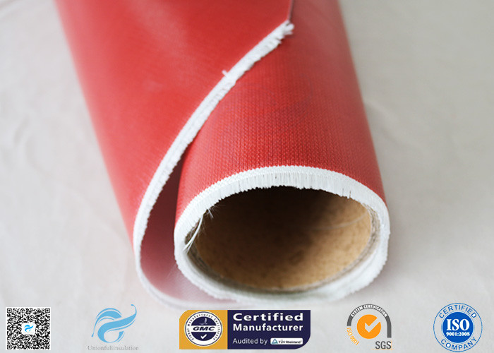 Single Side 520g Silicone Coated Fiberglass Fabric Red Fireproof Cloth 0.45mm