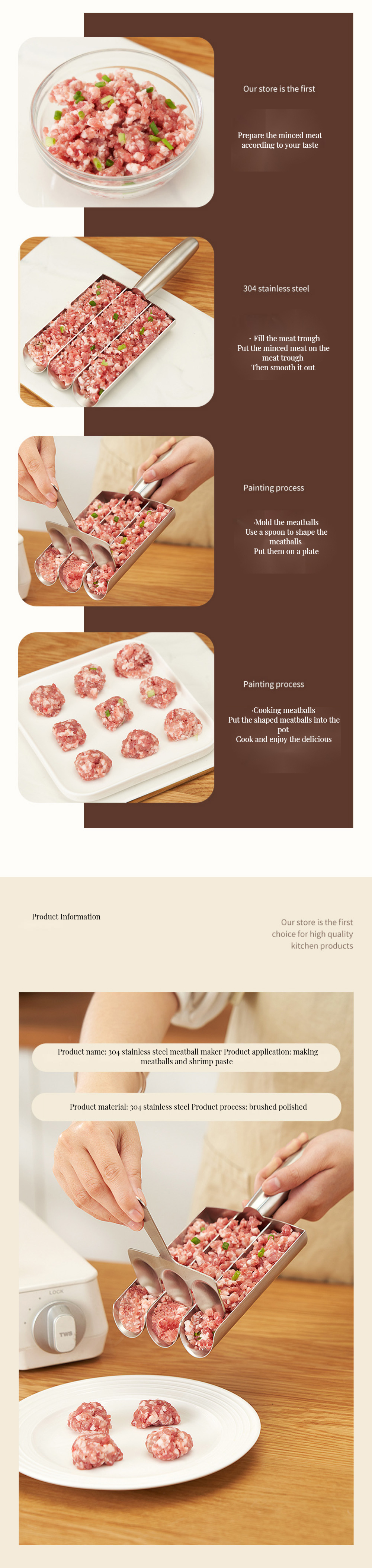 Effortless Cooking at Home with BAMBOO Fish Ball Maker Set and Non-Stick Manual Spoon