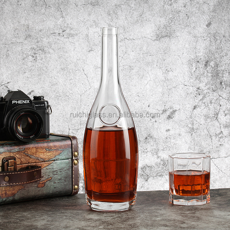 Empty Liquor Glass Bottle with Cork Collar Material Aluminum Plastic PP 375ml 700ml 750ml