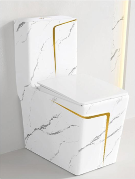 Modern Square Shape Gold Ceramic Bathroom WC Toilet Bowl One Piece 2022 Sanitary Ware