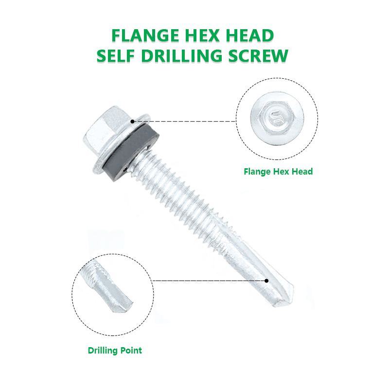 Color Metal Tile Self-Drilling Screw 5.5x38 with Stainless Steel and Zinc Alloy Coating