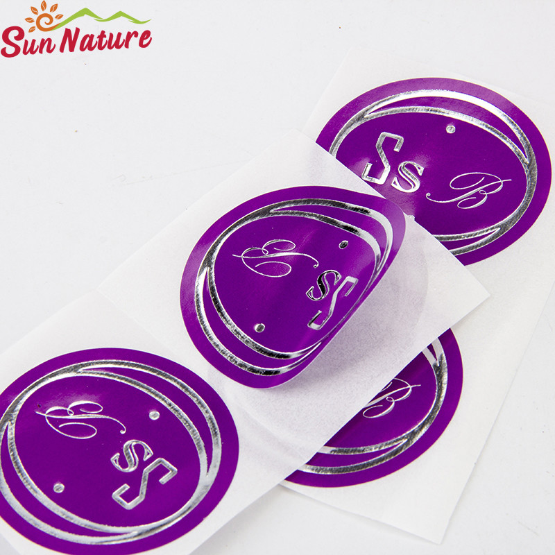 Black Round Matte Black Paper Sticker Labels With Gold Logo