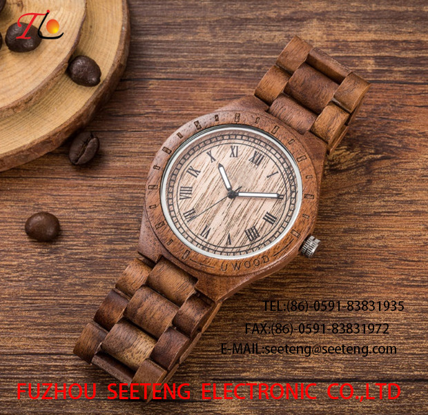 wholesale Pu watch wooden watches alloy case quartz watch fashion watch concise styleDelicate / elegant wooden strap