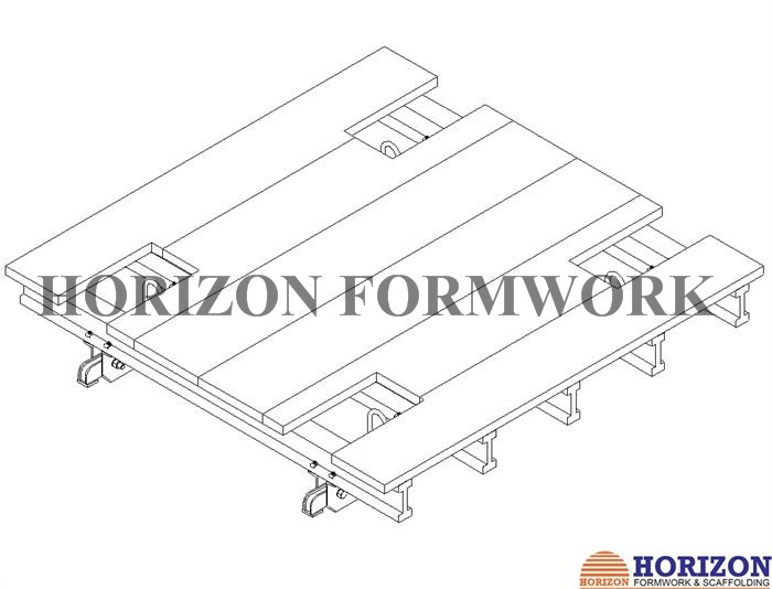 Steel Square Tube Climbing Formwork System , Trailing Level Shaft Platform Painted