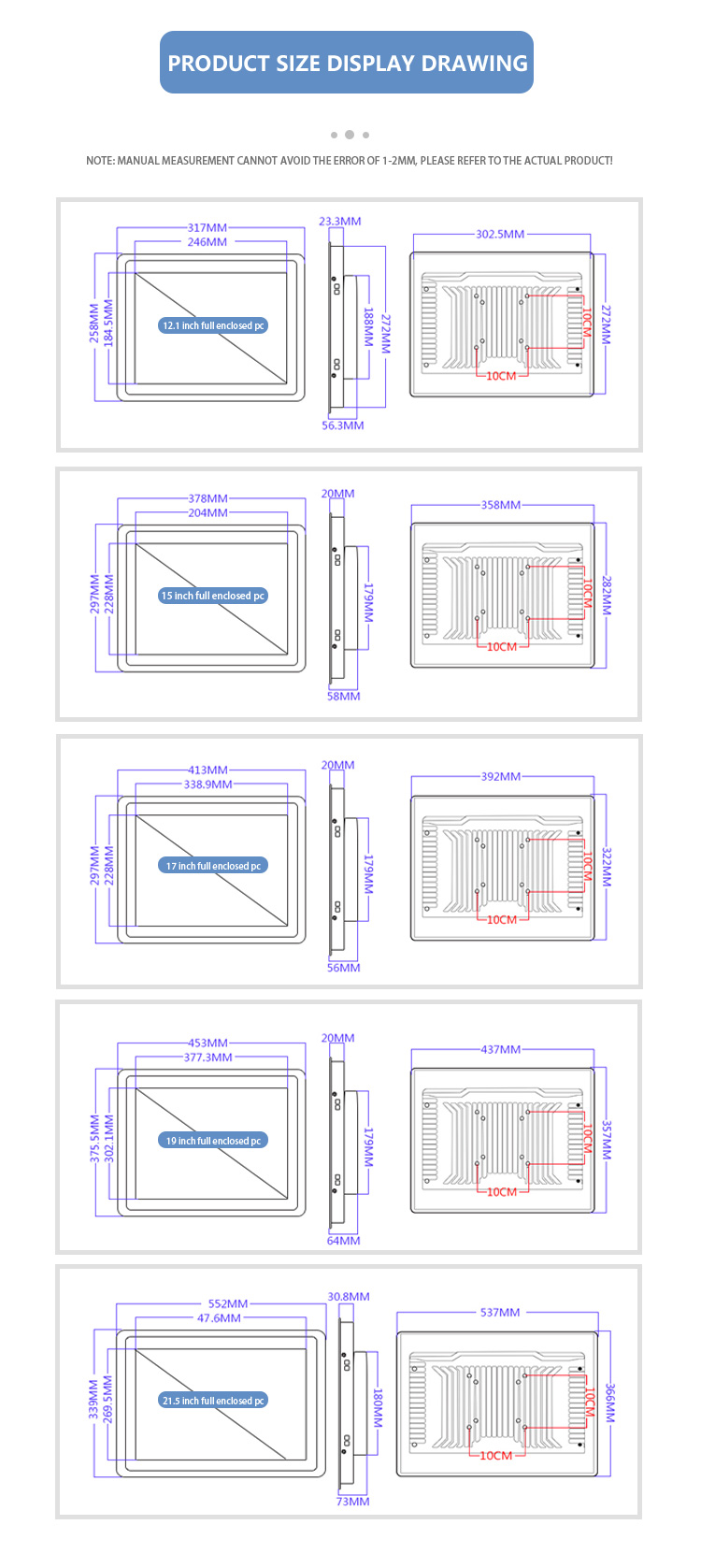Ip65 Industrial Monitor Capacitive Touch Panel Pc With 32/64/128GB/256GB SSD