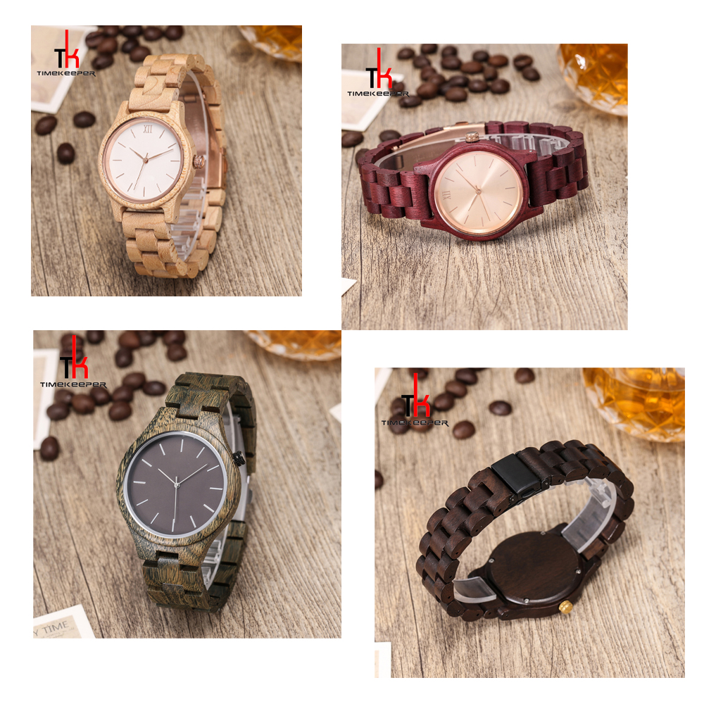 Personalized Water Resist Modern Wood Watches Black Sandal Wooden Wrist Watch