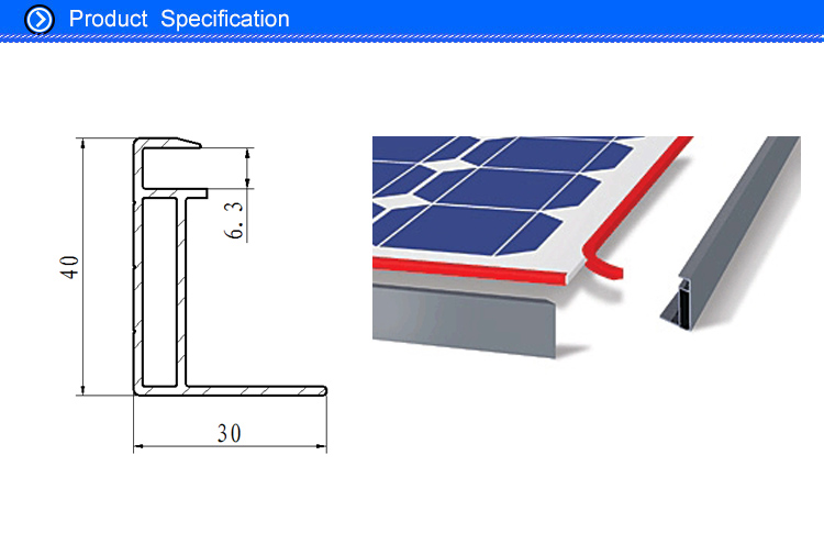 Black Matt PV Frame 40 X 30 MM in USA and Europe Market for 250W and 300W Solar Panel Module with Double Glass
