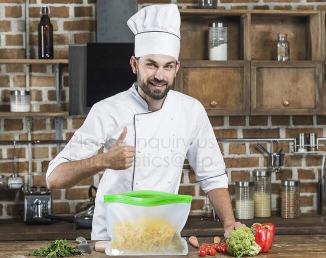 Kitchen Reusable Storage Silicone Food Fresh Bag with free hand baggy rack,preservation food fresh vacuum storage bag wa