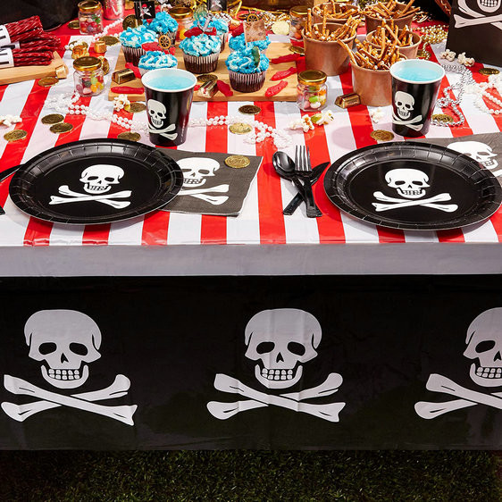 Party Banner Eco Friendly Fancy Sturdy Black and White Disposable Dinner Plates Cup Napkin