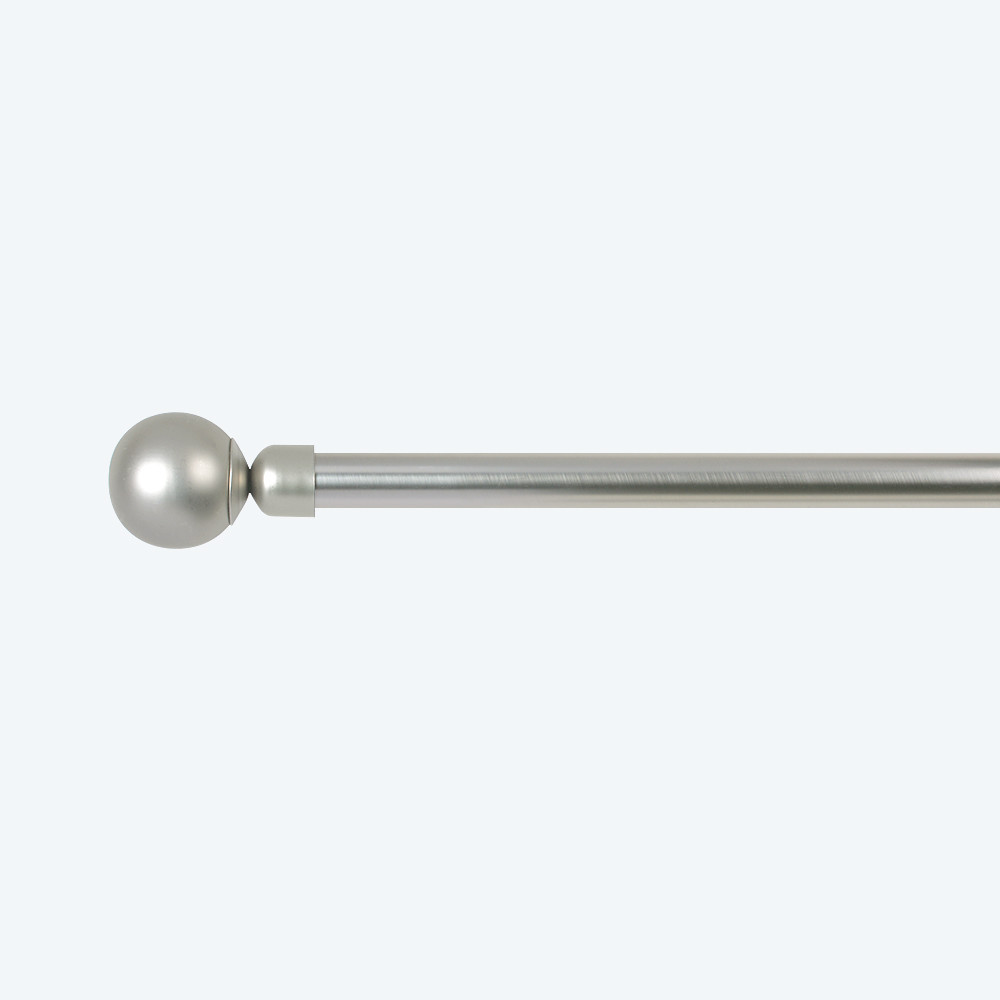 28mm Plane Iron Pipe Curtain Rods Set Stainless Nickel Iron Ball Finial For Living Room