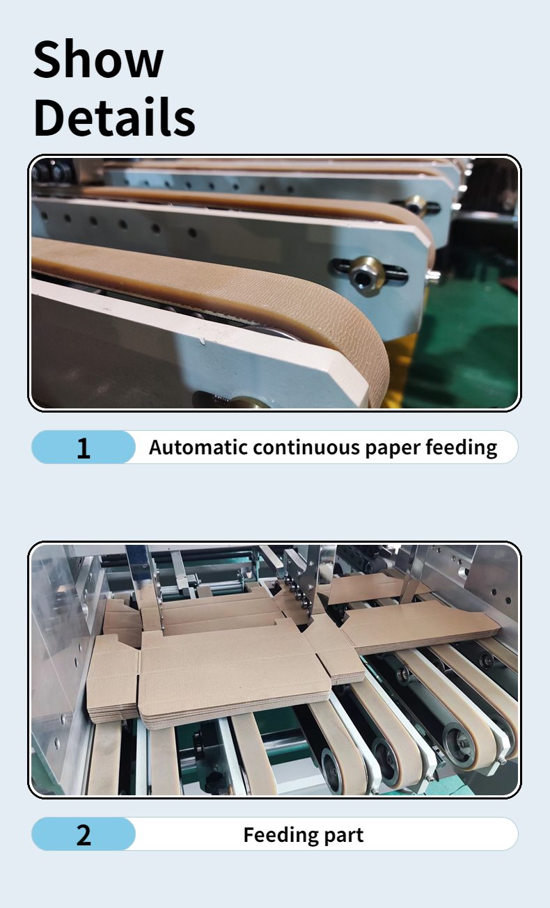 Cardboard Paper 200g-650g 6 Corners Folder Gluer Machine for 4 Corner Box Folding