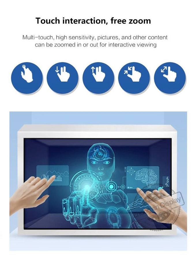 Capacitive Touch Wall Hanging 23.6" 3D Transparent Monitor Lcd Display For Media