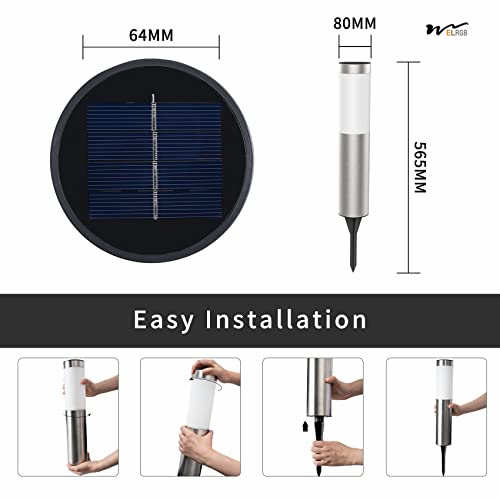 Solar Powered LED Landscape Lamp Column Outdoor IP44 Waterproof White Light Street Light